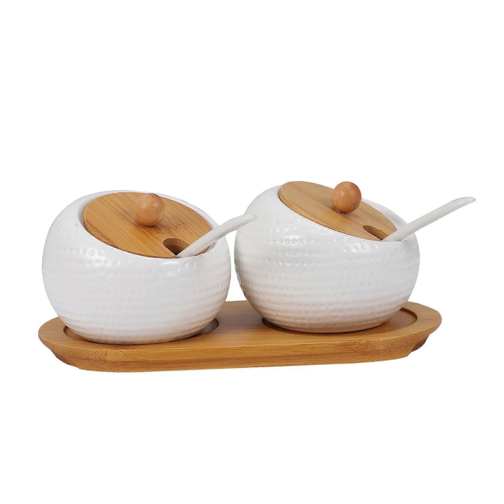 Ceramic Spice Jars Set with Spoon and Freshness Seal Lid for Kitchen Storage and Organization