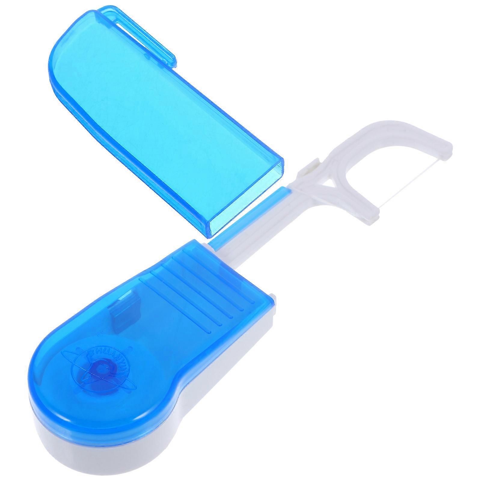 1pc Replaceable Dental Floss Holder Dental Flosser Built-in Spool Flat Wire Dental Floss Replacement Rack with 30 Meters Dental Floss (Blue)