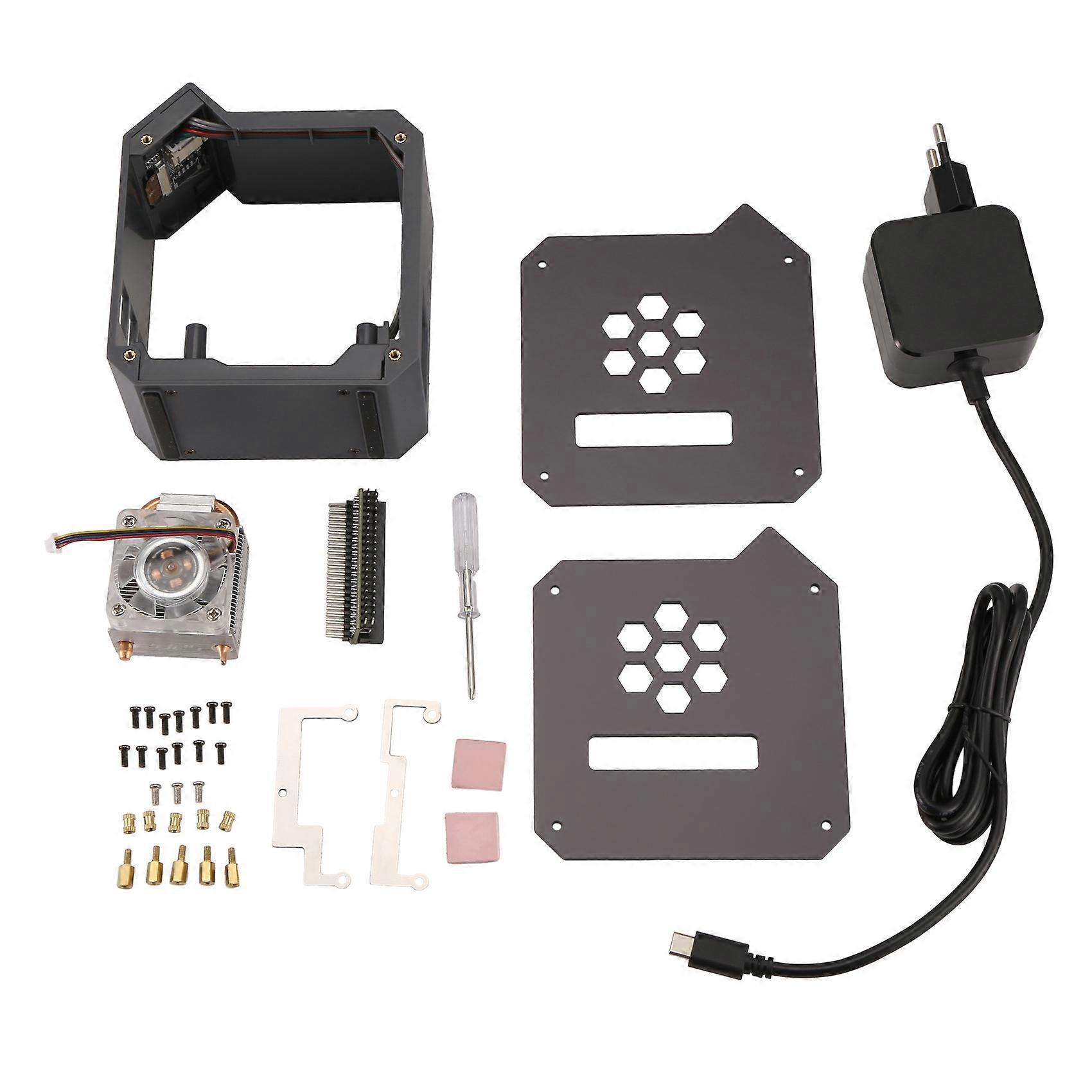 Mini Tower Fan with Case Kit with Ice Tower 0.96 Screen Dispaly Power Supply for Raspberry Pi5 EU Plug