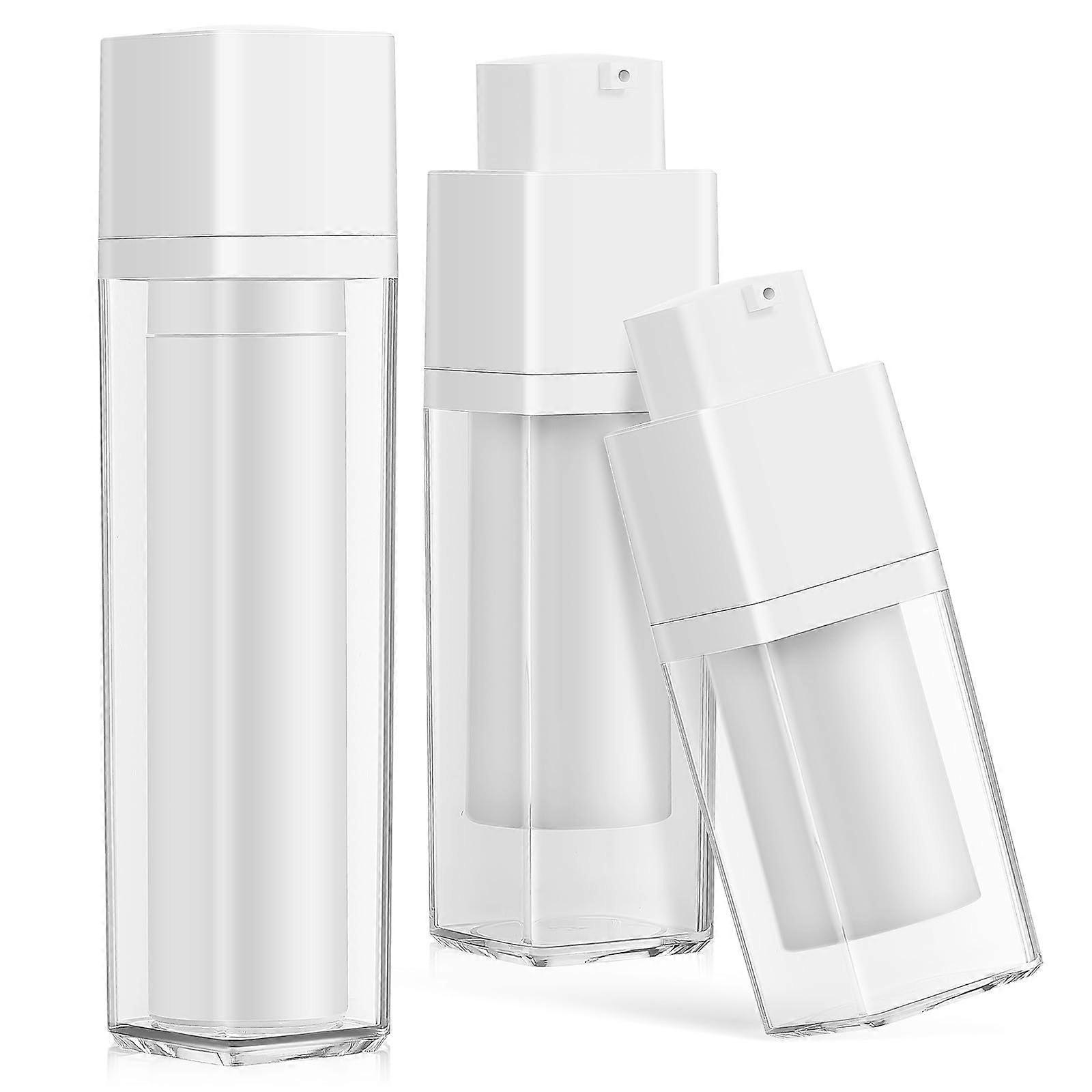 3pcs Travel Size Airless Pump Dispenser Bottles, Leak Proof Refillable for Lotion Shampoo Skincare