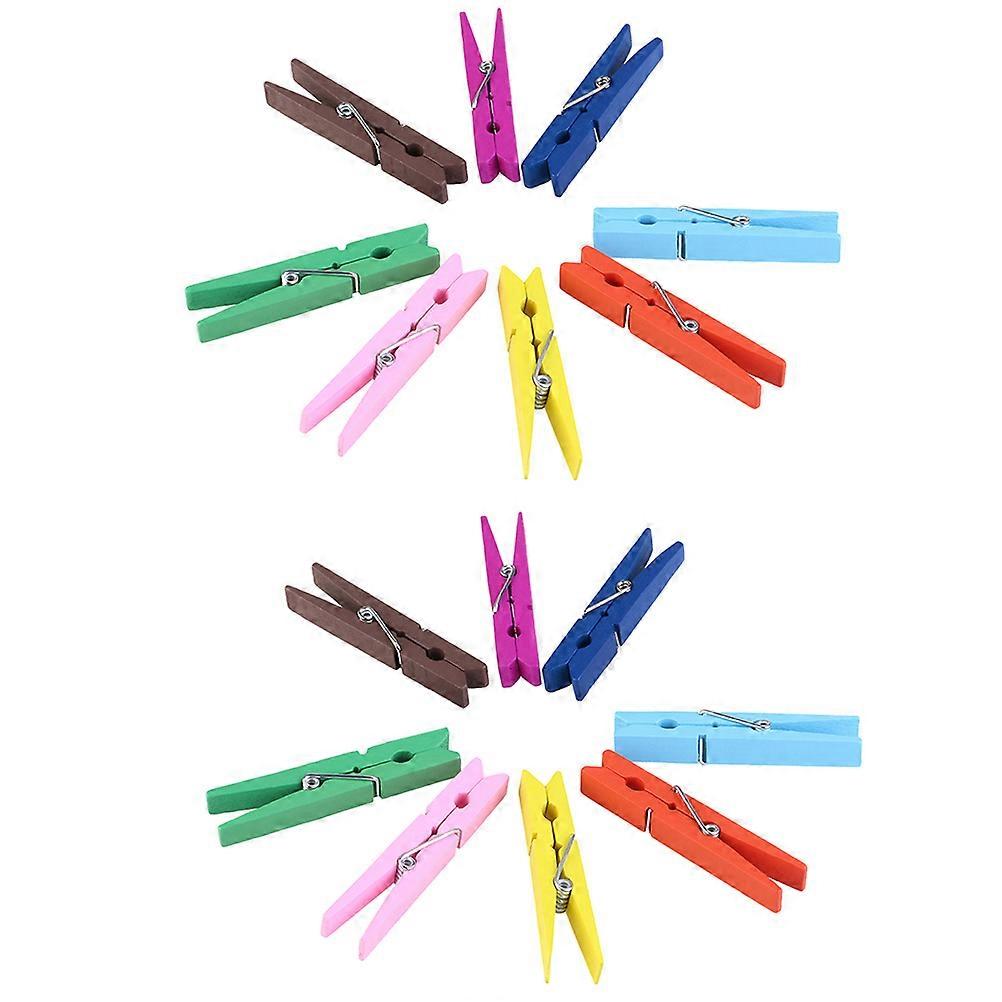 OUNONA 40 قطعة متينة 2.9 بوصة مشابك غسيل خشبية أوتاد الملابس (لون عشوائي)