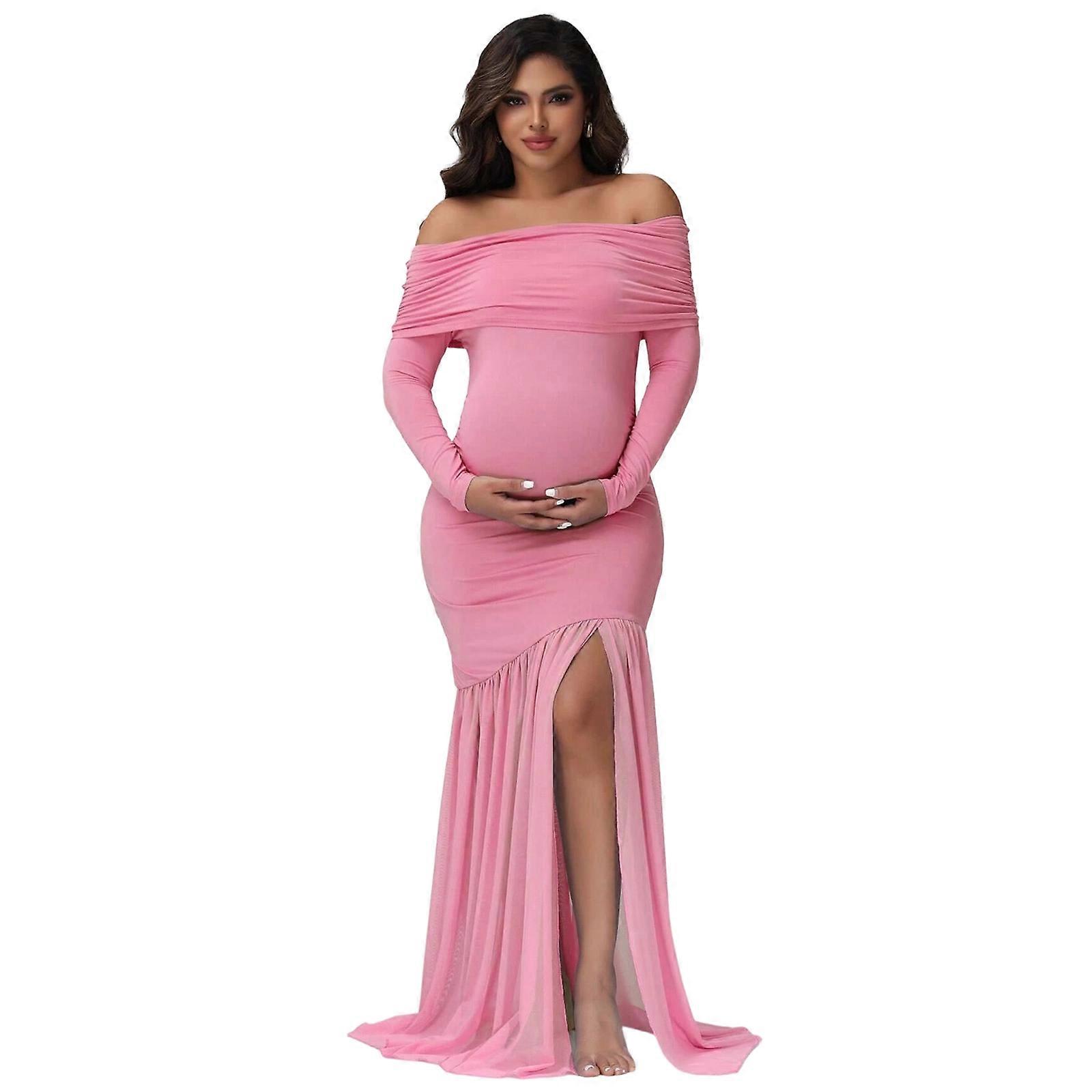 Stylish Pregnancy Dress Long Sleeve Off Shoulder Design Soft Stretchy  Fabric for Casual excursions & Special periods Pink S | Fruugo UK
