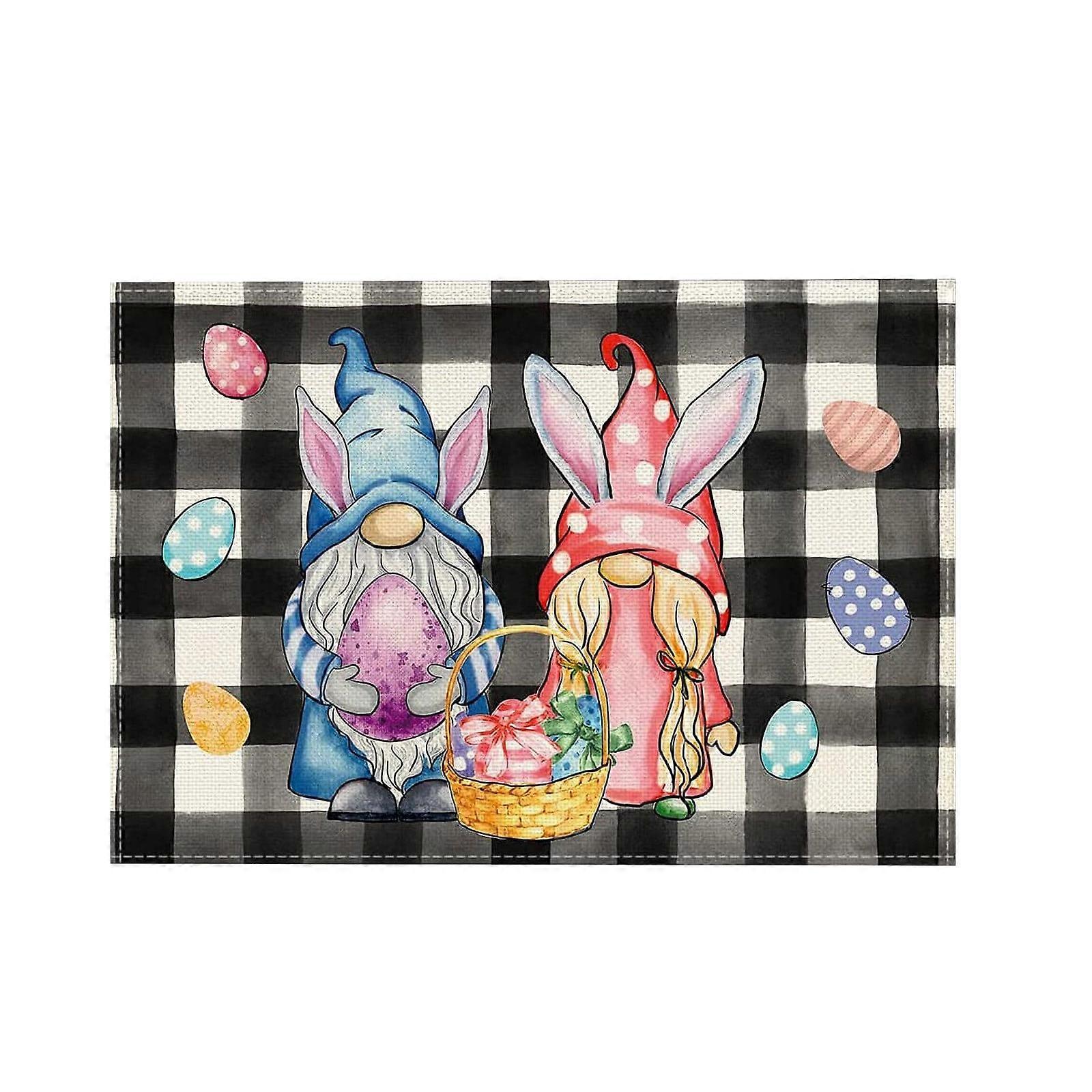 KCEHTA Easter Placemats Bunny Rabbit Floral Spring Table Mats for Party Kitchen Dining Decorations