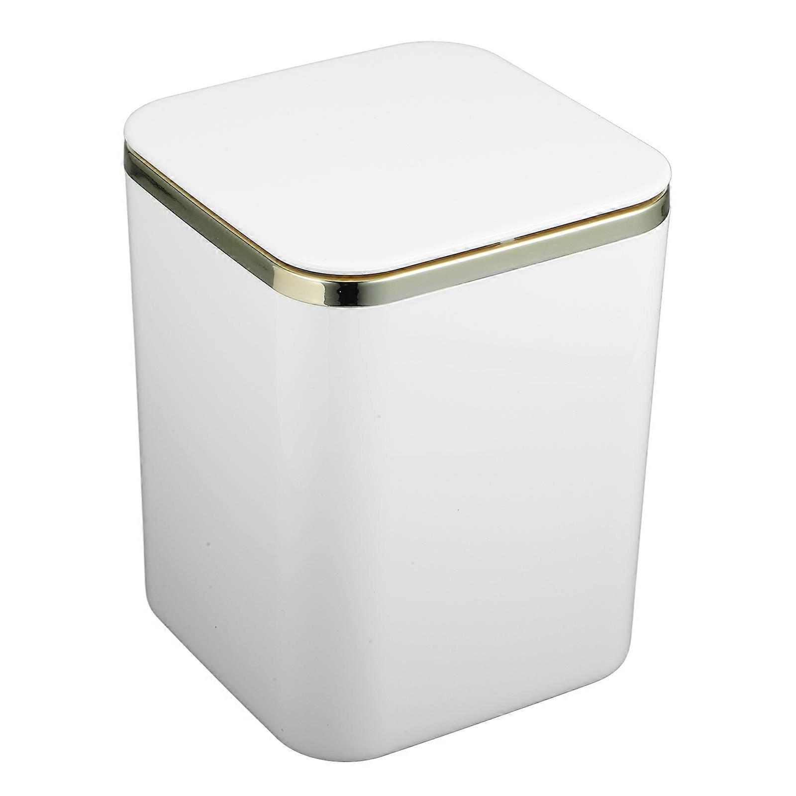 ABS Desk Organizer Mini Trash Can with Lid for Storage White