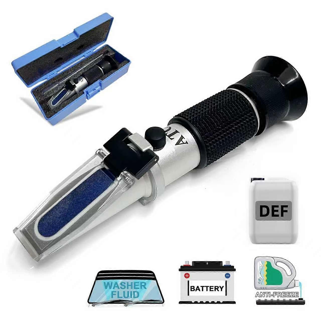 5in1 Automotive Refractometer for Coolant Battery DEF with MultiFluid Precision Testing
