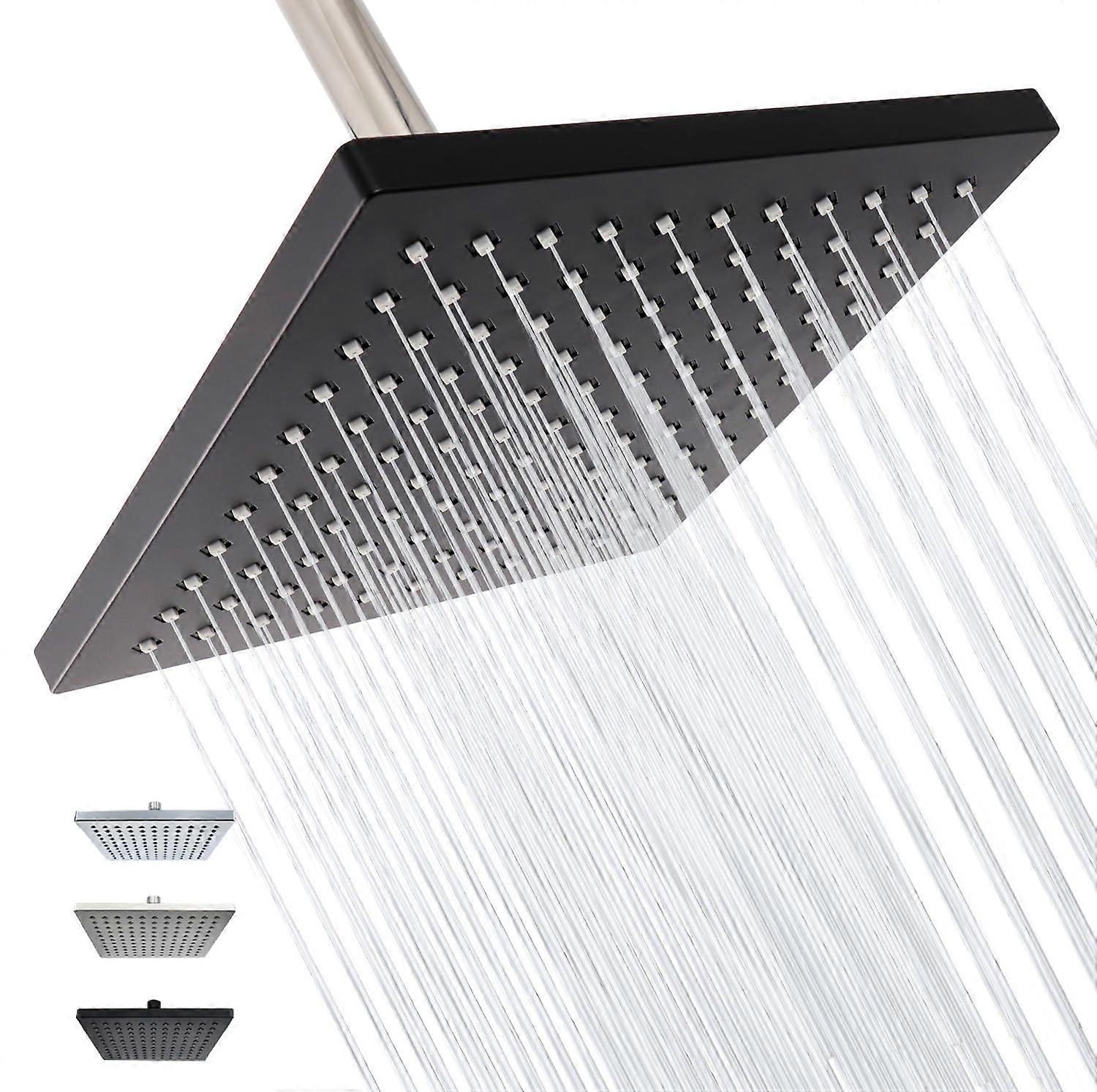8 Inch Matte Black Rain Shower Head   Pressure Square Design with Powerful Wide Coverage
