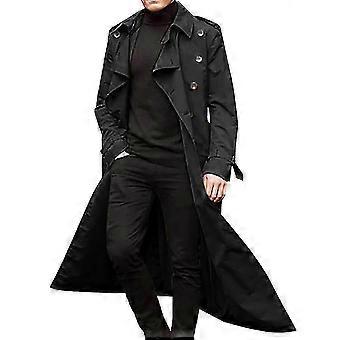 Herren Klassischer langer Trenchcoat Einreihige Manteljacke