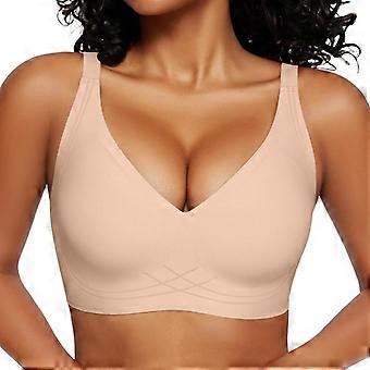 OEAK Women's Seamless Bras Deep V Wireless Plus Size Full Coverage Push Up Comfort Bras No Underwire Supportive Bra Soft Breathable Sleep Br