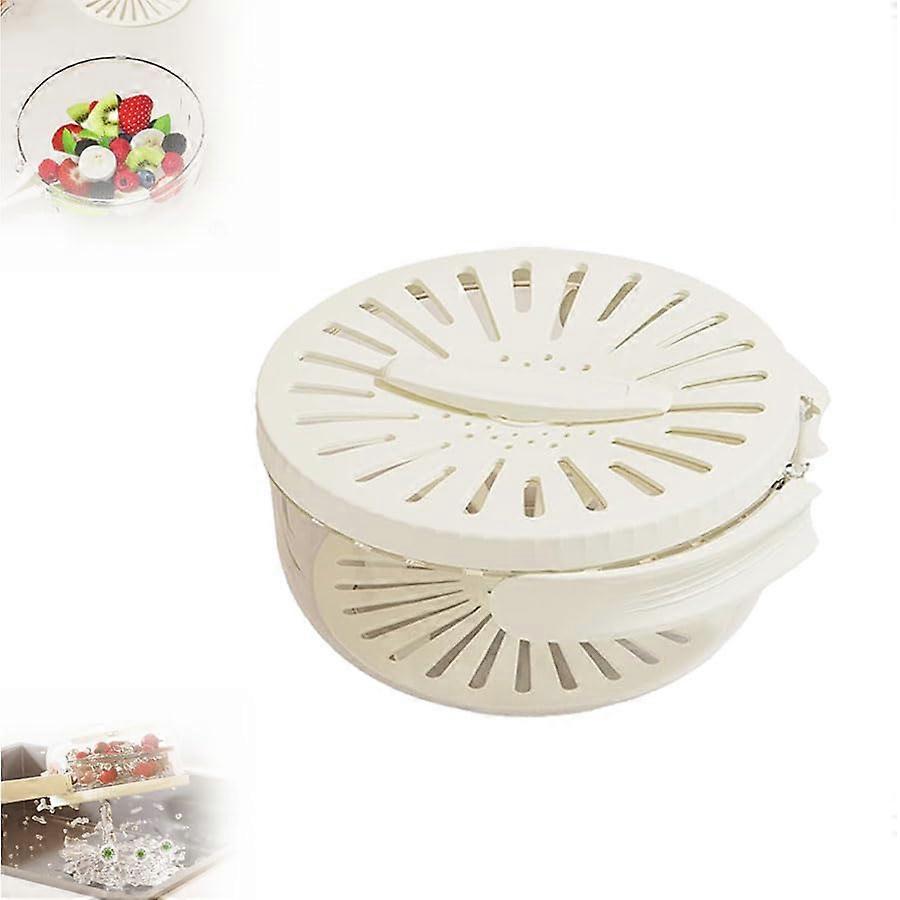 2 in 1 Fruit Strainer Container with Lid, Foldable Vegetable Washing Bowl for Kitchen Storage