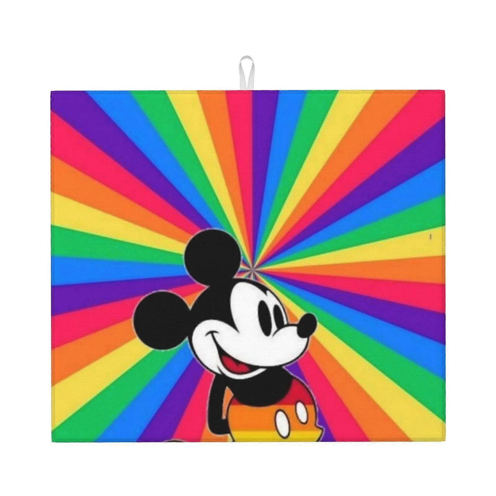 Mickey Mouse Dish Drying Mat For Kitchen Counter, Microfiber Dish Mat, Fast Absorbent Draining Pad