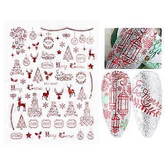 Pegatinas navideñas vintage para uñas postizas reutilizables y desmontables, suministros de manicura DIY, 25-26