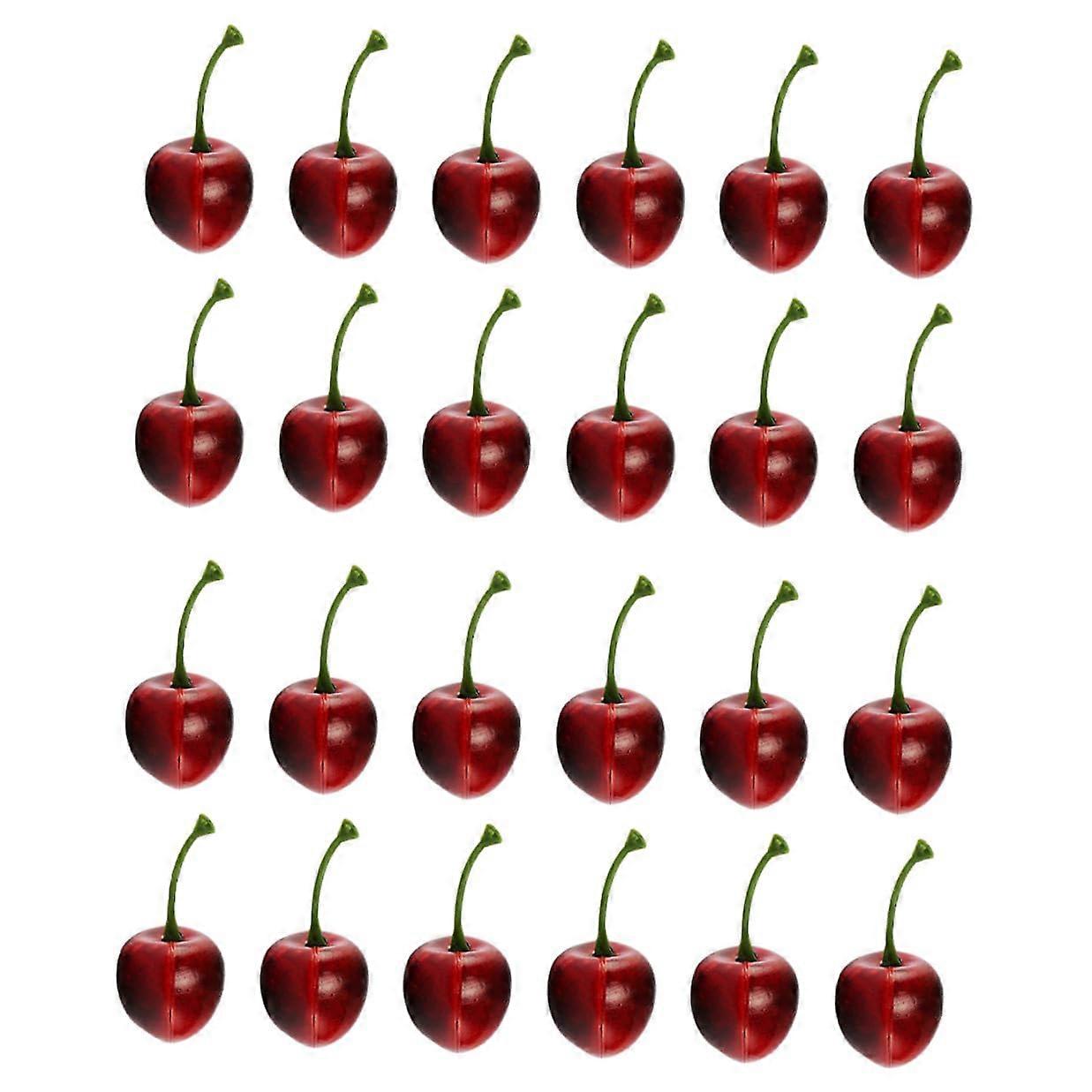 Artificial Fake Cherry 24Pcs Dark Red Decorative Simulation Fruit for Home Kitchen Party Display