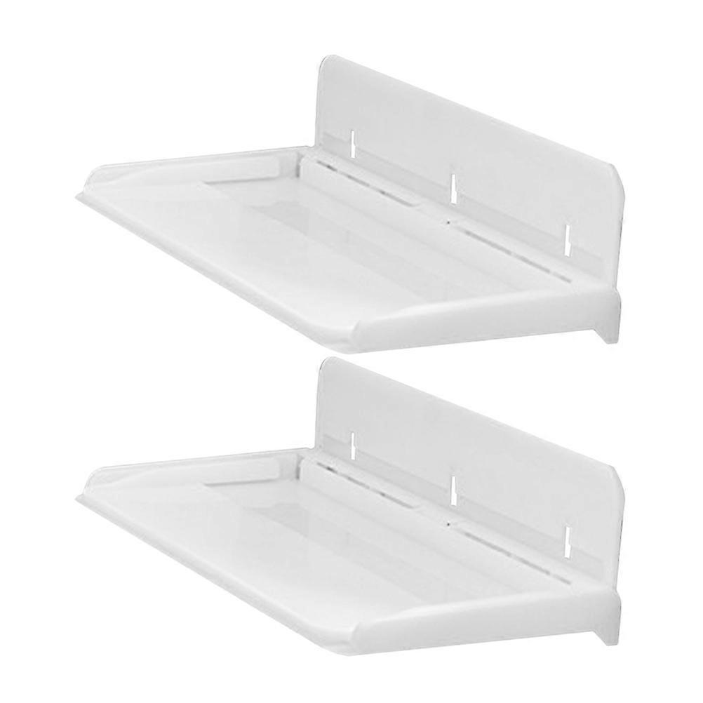2Pcs Foldable Bedside Organizer for Storage Use White Ps Wall Mounted Shelf