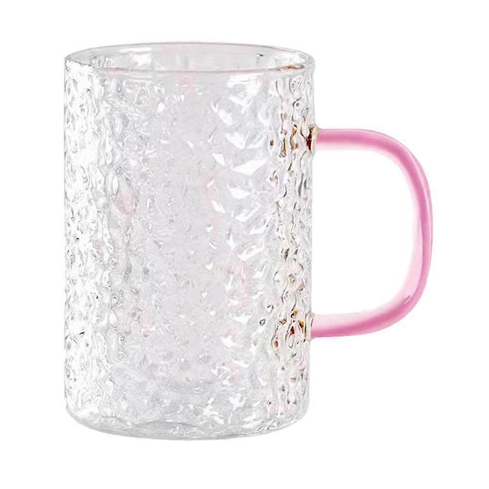Tea Cup Glass Water Cup for Storage Pink Handheld Drinking Mug