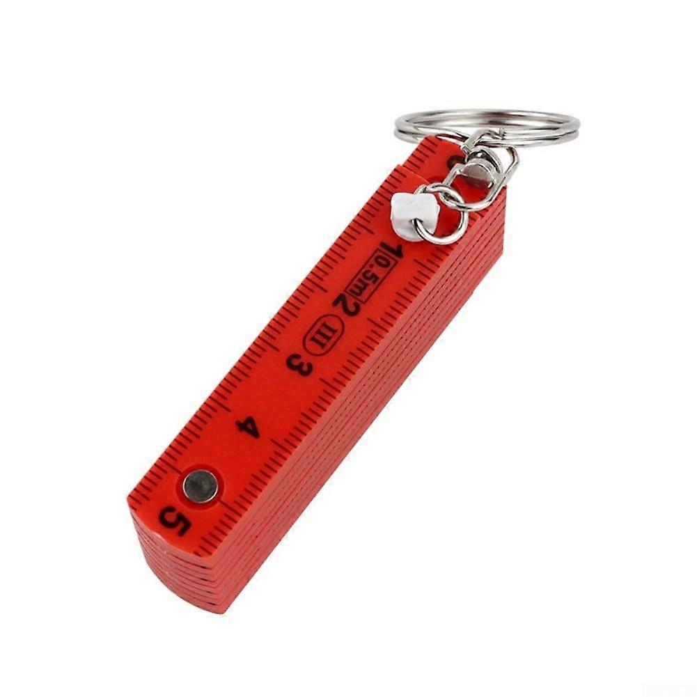 Compact 0.5m Folding Measuring Ruler Keychain DualSided Precision Tool for Woodworking and DIY Red