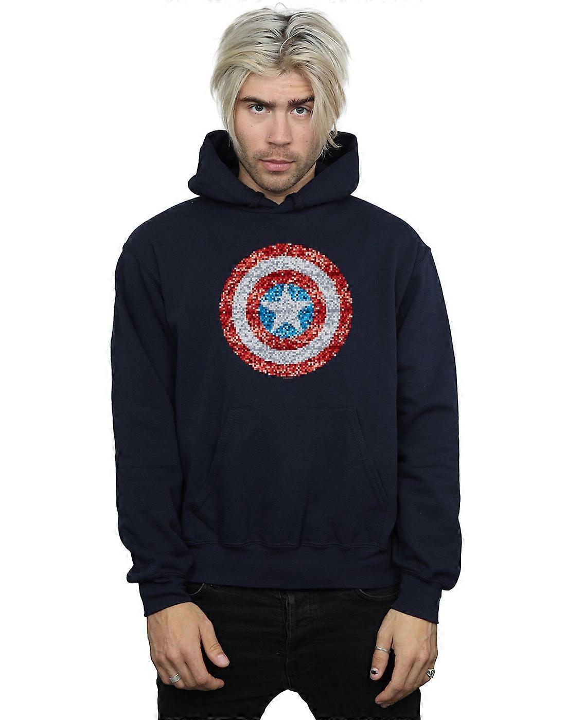 Beundre menn Captain America Pixelated skjold Hettegenser