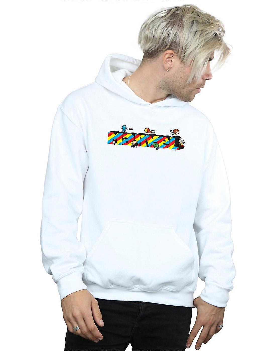 마블 남성용 카와이 마블 스트라이프 후드 티셔츠