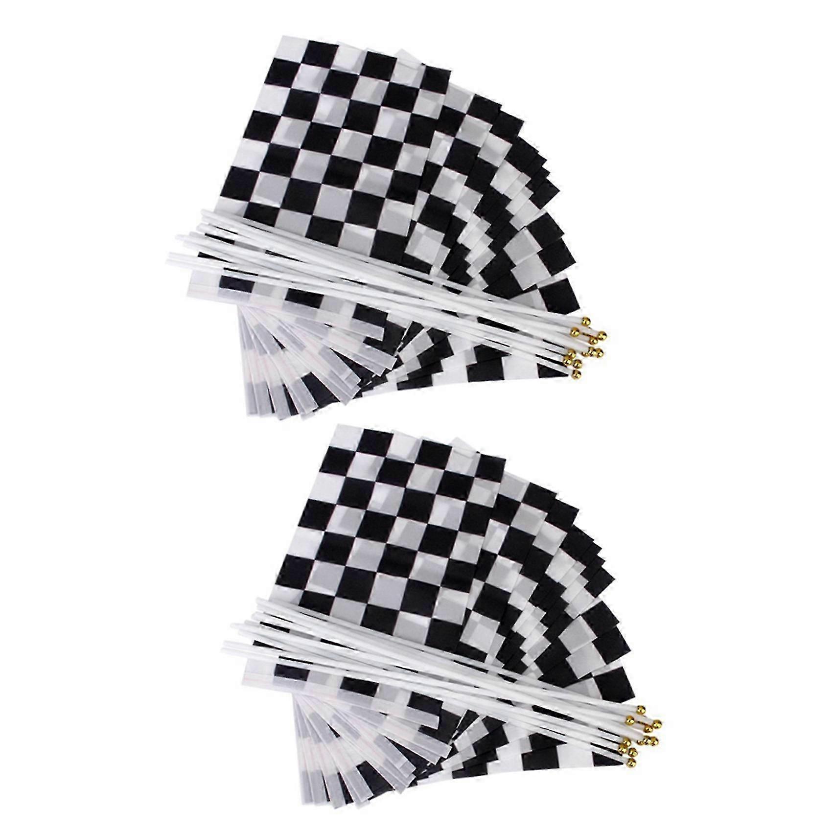 24 Pcs. Fluted Banner Hand Waving Flags (Black + White)