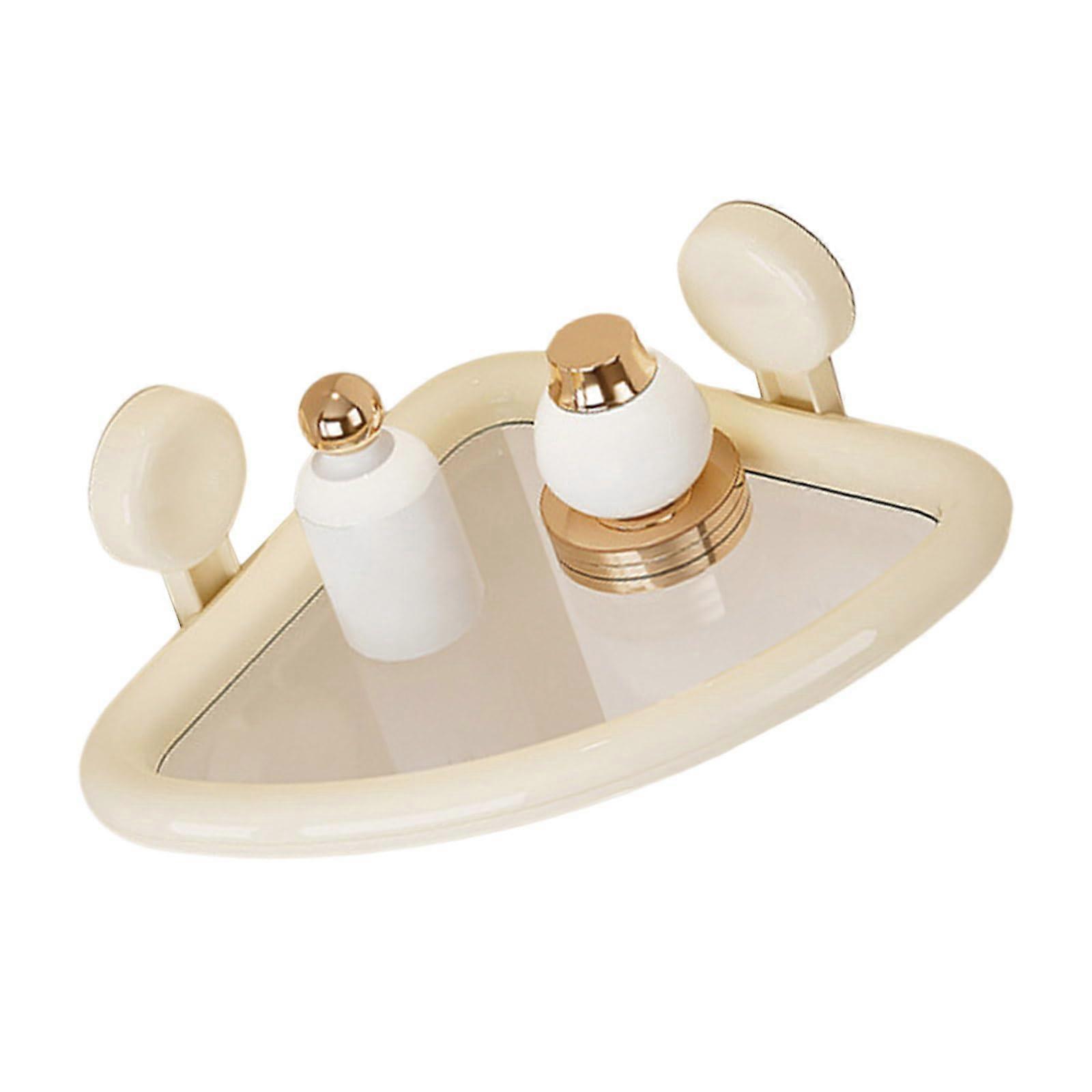 Bathroom Corner Shelf with Suction Cup NoDrill Installation and Quick Drainage for Shower White