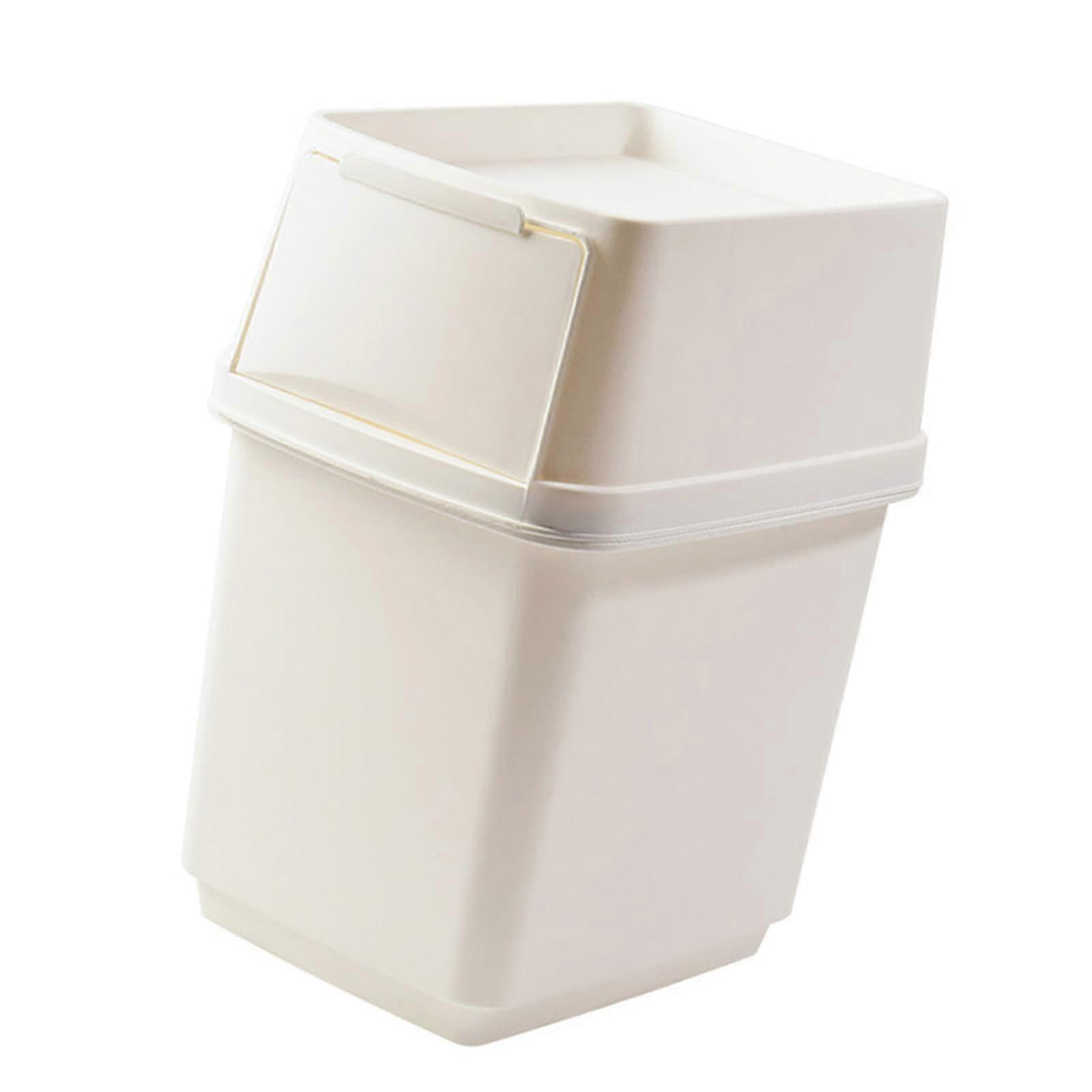 Bathroom Trash Can with Press  Lid, OdorBlocking Large Capacity Wastebasket for Home Office