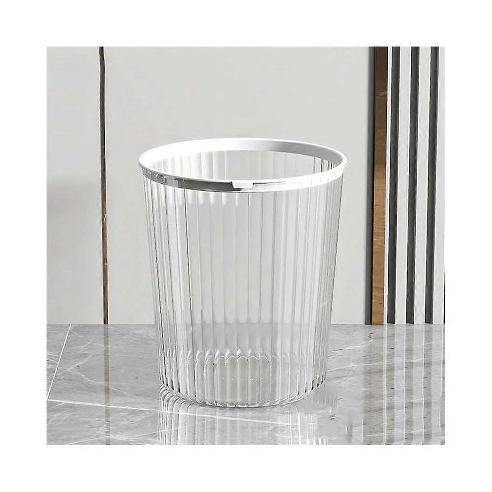 Large White Plastic Trash Can with Secure Pressure Ring for Kitchen Office Easy Waste Disposal