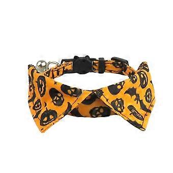 Breakaway Cat Collar Halloween Pumpkin Design with Safety Buckle and Removable Bell