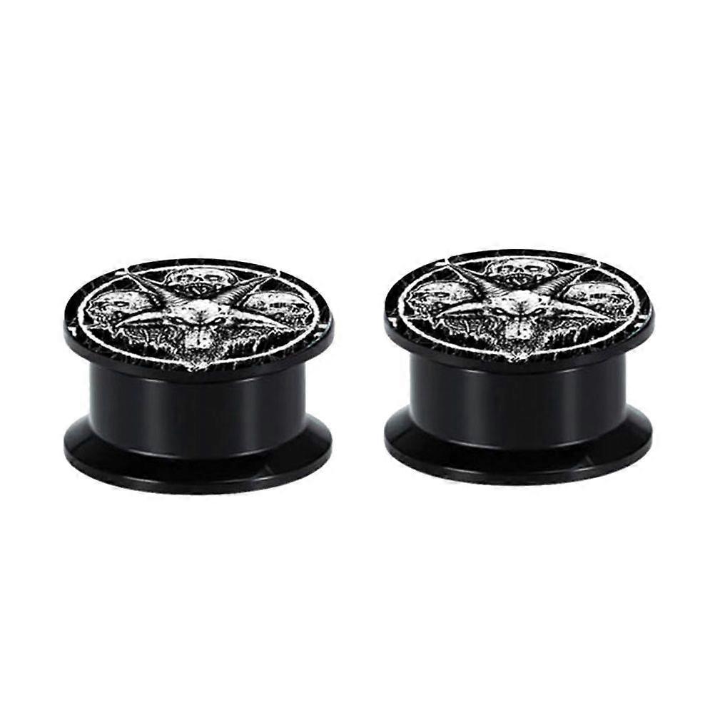 2Pcs Ghost Head Shaped Ear Studs Decorative Auricle Studs Ear Expanders (Black)