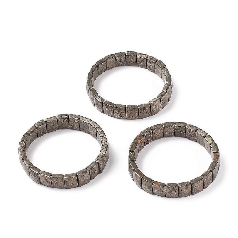 Natural Pyrite Stretch Bracelets Faceted Rectangle 2-3/8 inch(6cm)