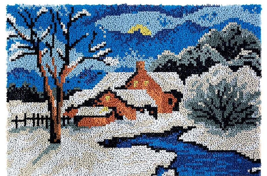 Rug Making Latch Hooking Kit | Winter Scenery (81x61 Blank Canvas)