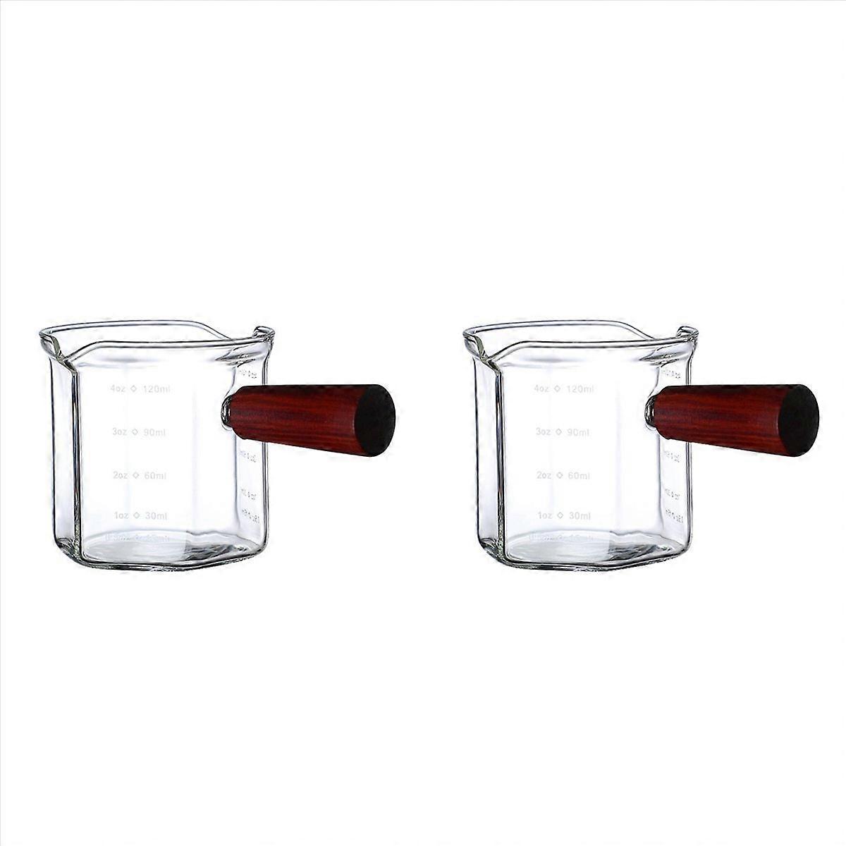 Wood Handle Glass Espresso Measuring Cup