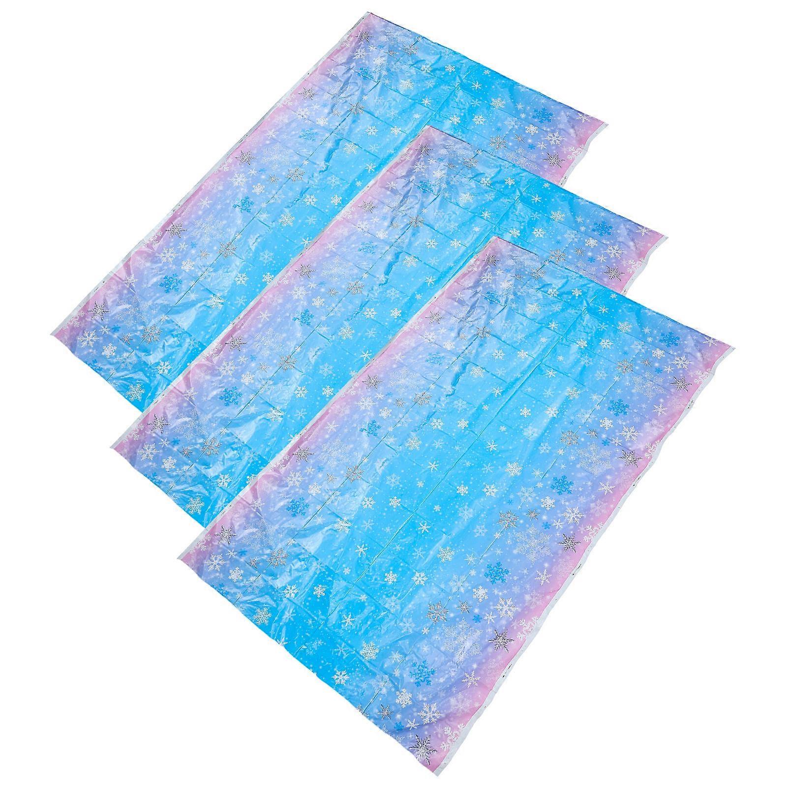 Snowflake Print Table Cloth for Party Use 3Pcs Plastic Table Cover
