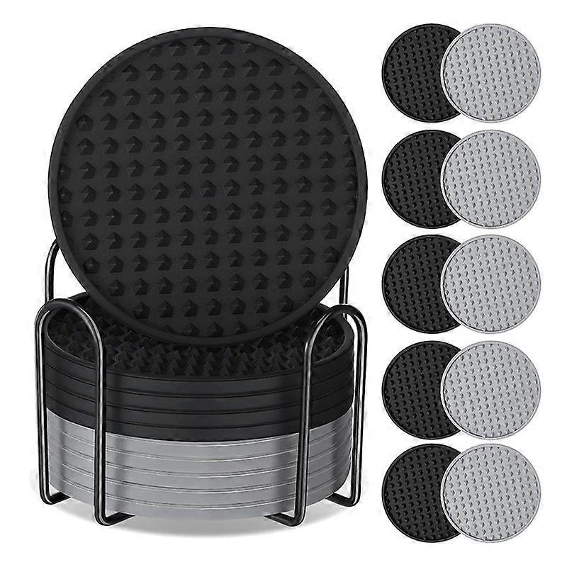 10 Pack Coasters for Drinks Silicone Coaster with Holder