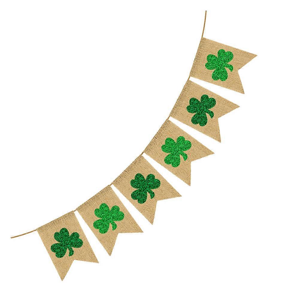 St Patricks Day Banner Clover Glitter Shamrock Bunting Set