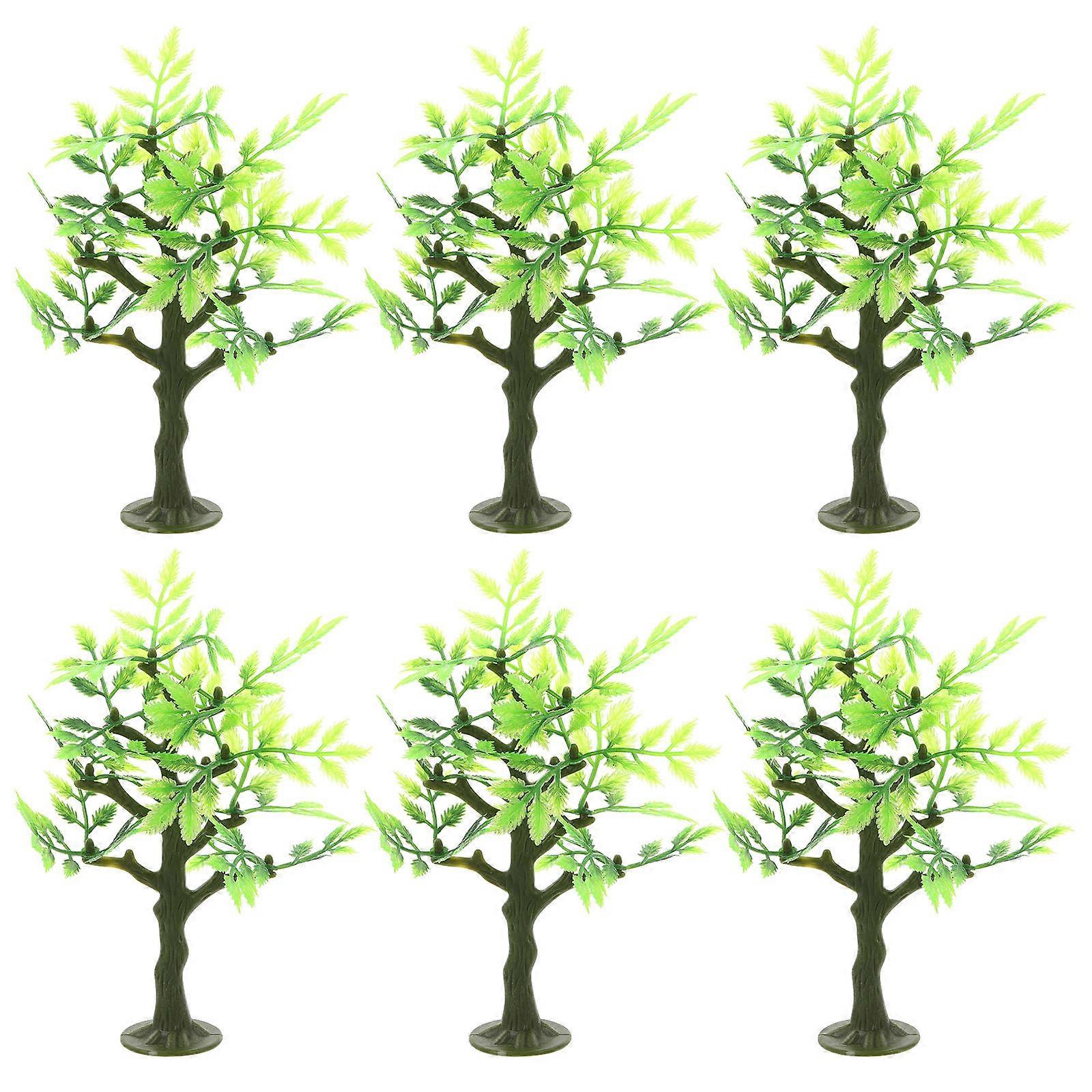 Green Plastic Toy Trees for Decor 6Pcs Sand Table Small Scenery Model