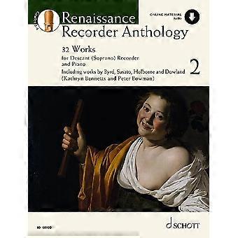 Renaissance Recorder Anthology: 32 stukken voor sopraan (Descant) blokfluit en piano: 2 (Schott Anthology Series)