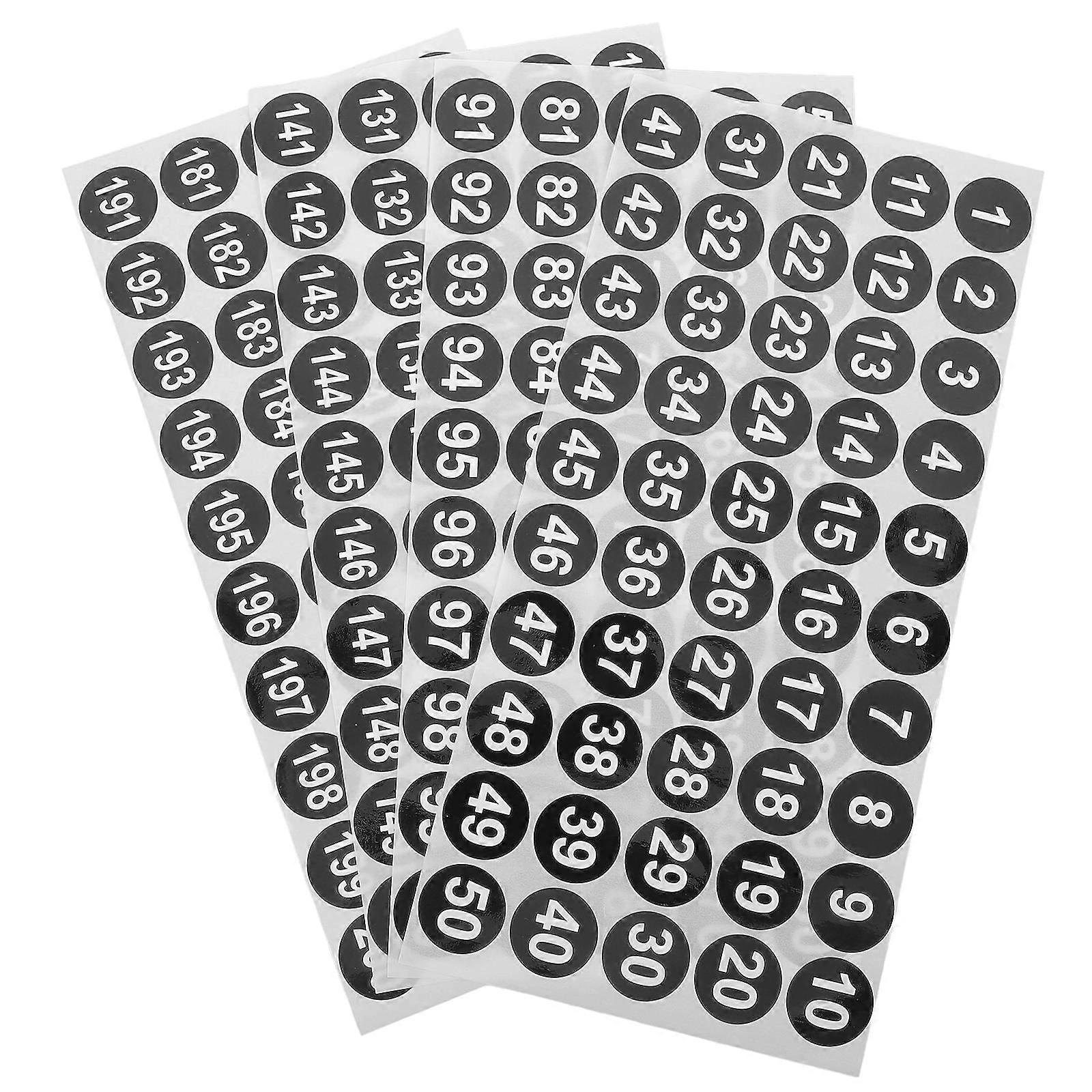 Digital Stickers Round Number Labels for Inventory 4 Sheets Set