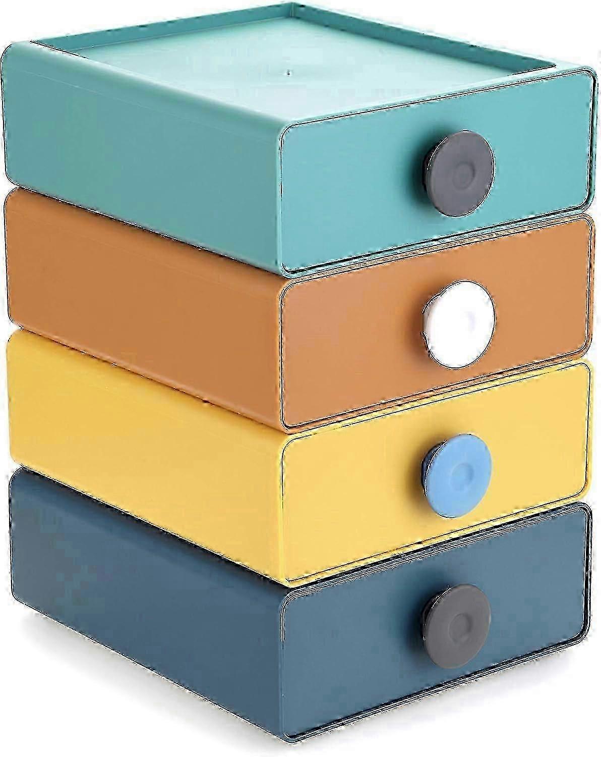 Stackable Desk Drawer Organizer Set compatible with Office Supplies & Cosmetics Storage - Compact Space Saving Solution