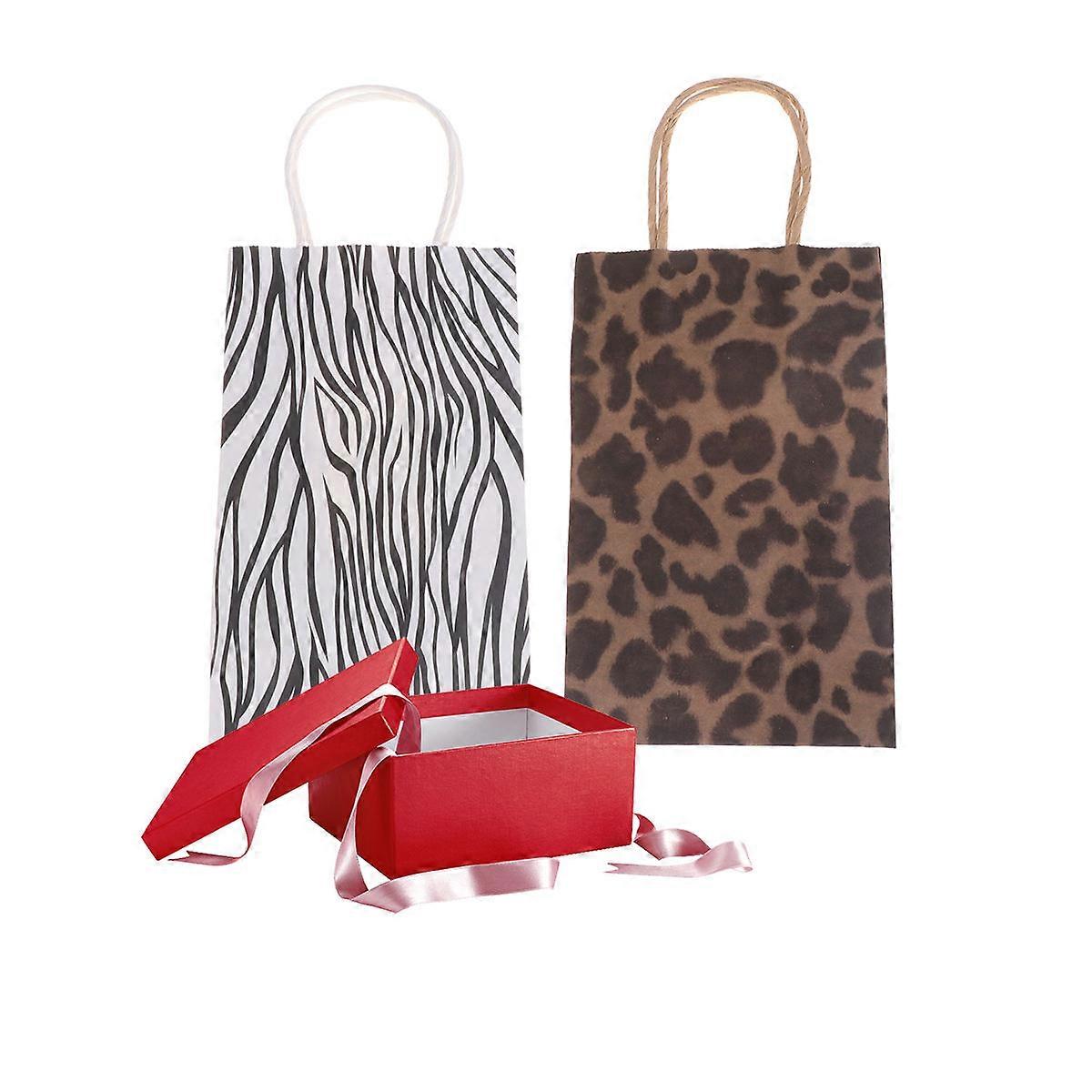 Förpackningspåse Papperspresentpåsar Leopard Zebra för förvaring 6-delars set
