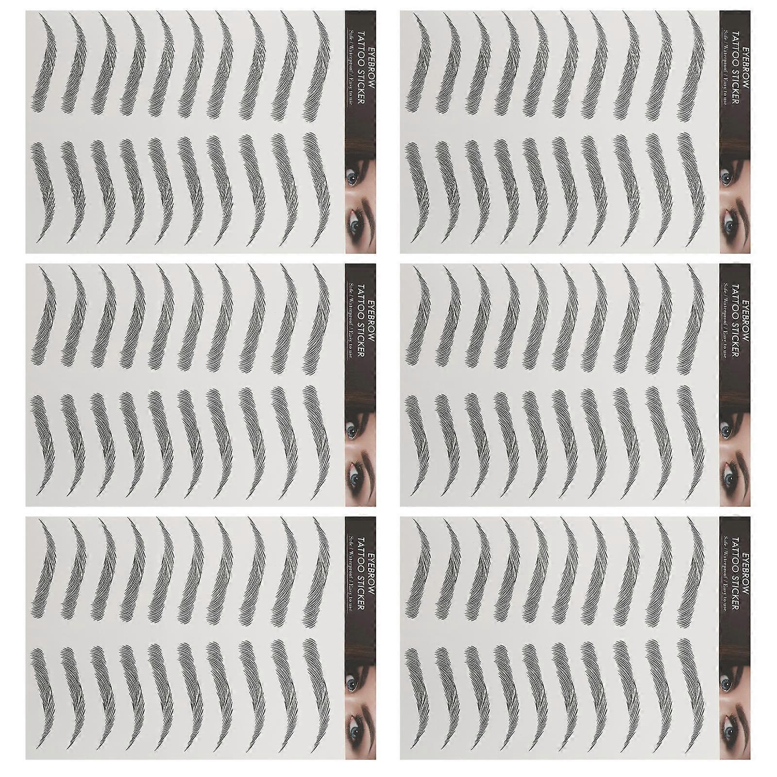 6 Sheets 3D Eyebrows Stickers False Eyebrows Tattoos Temporary Eyebrows Tattoos