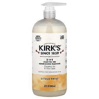 Kirk's, 3-i-1 närande rengöring från topp till tå, citrus twist, 946 ml, 2-pack