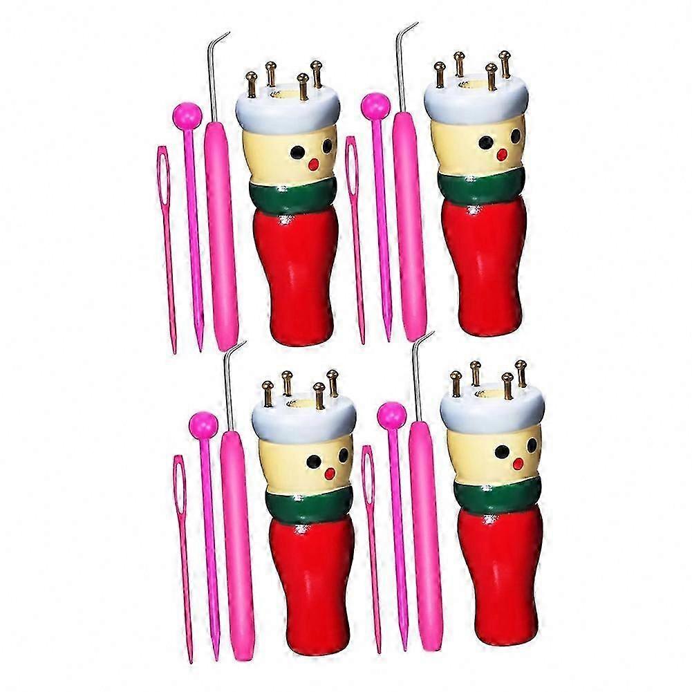 4 Pc Mini Loom Set Wooden Frames, Beginner Knitting Starter Pack for Kids Crafting