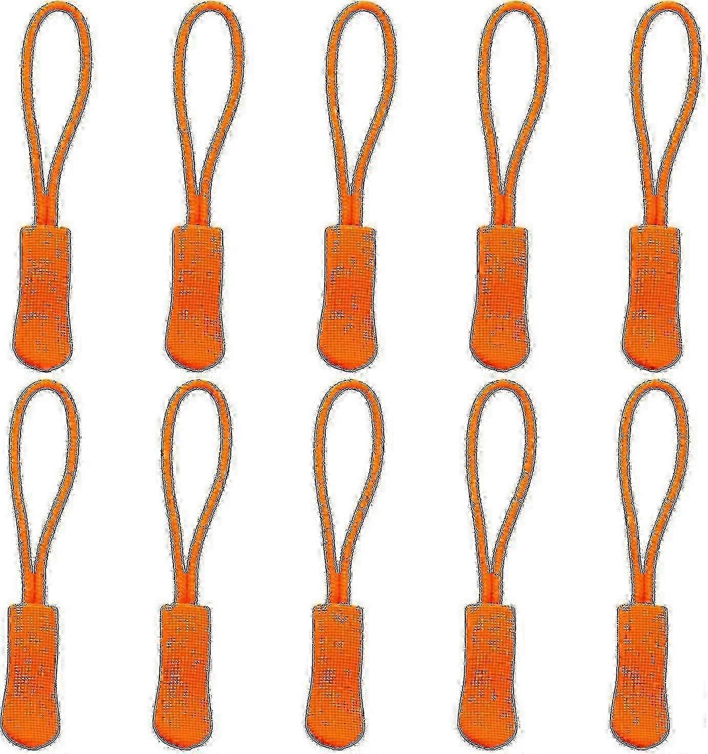 10pcs Replacement Zipper Pulls Orange Zipper Pull Cord Extender--Orange