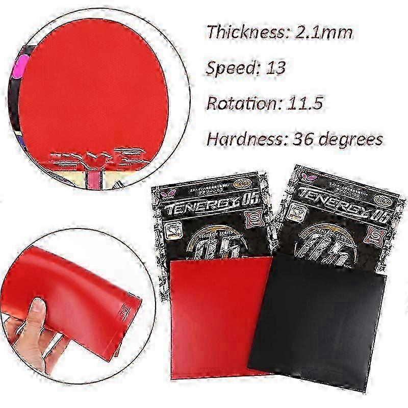 Goma de tenis de mesa Tenergy 05 Butterfly de 2,1 mm con esponja, adhesivo inverso, ideal para fundas de raquetas y accesorios de entrenamiento.