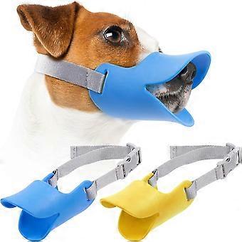 PAGOW 2PCS Anti Bite Duck Mouth Shape Dog Mouth Covers Anti-Called Proof Barking Adjustable Silicone Muzzle Masks Loop Pet Muzzle (M)