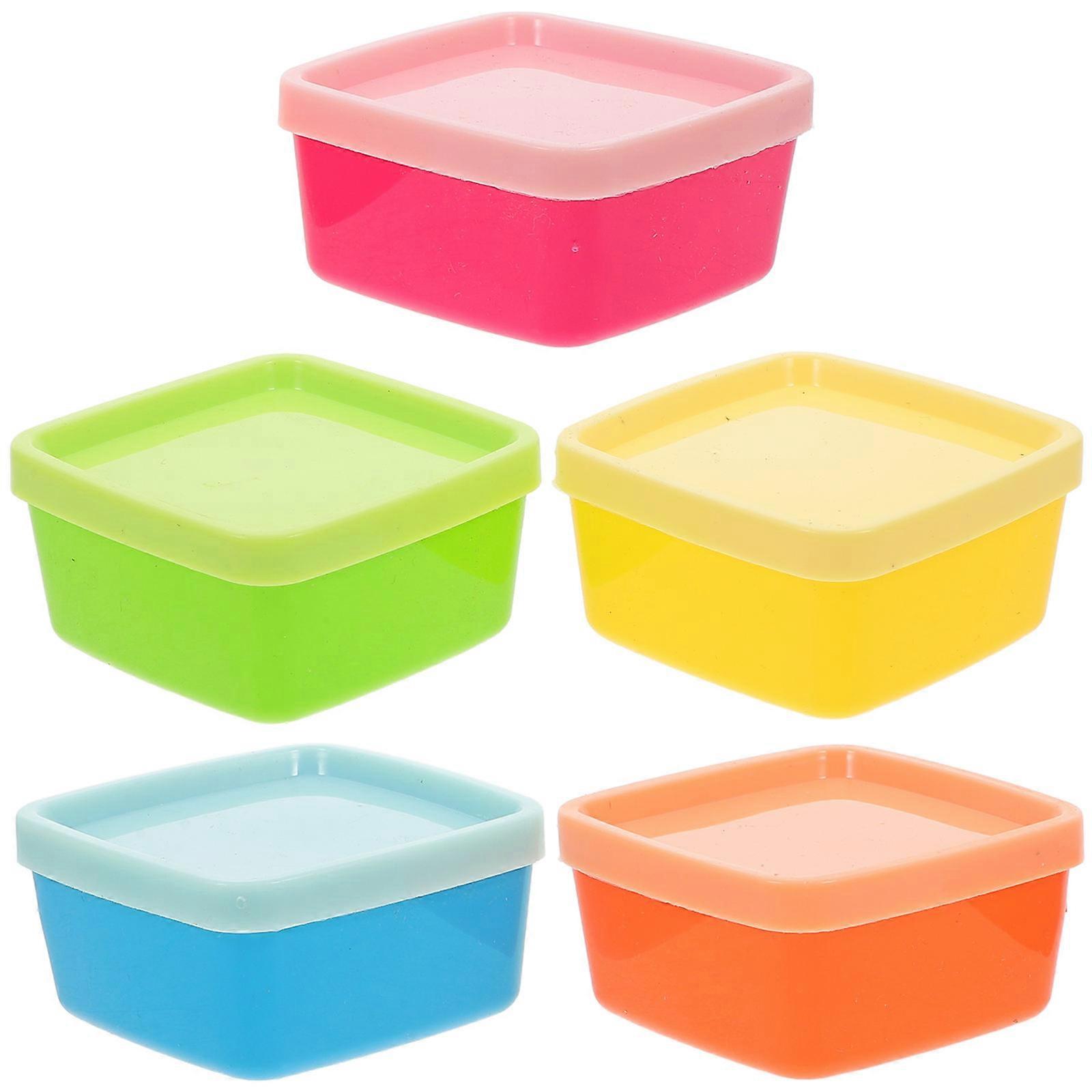 5pcs Reusable Plastic Salad Dressing Boxes Snack Containers Condiment Cup Dipping Case