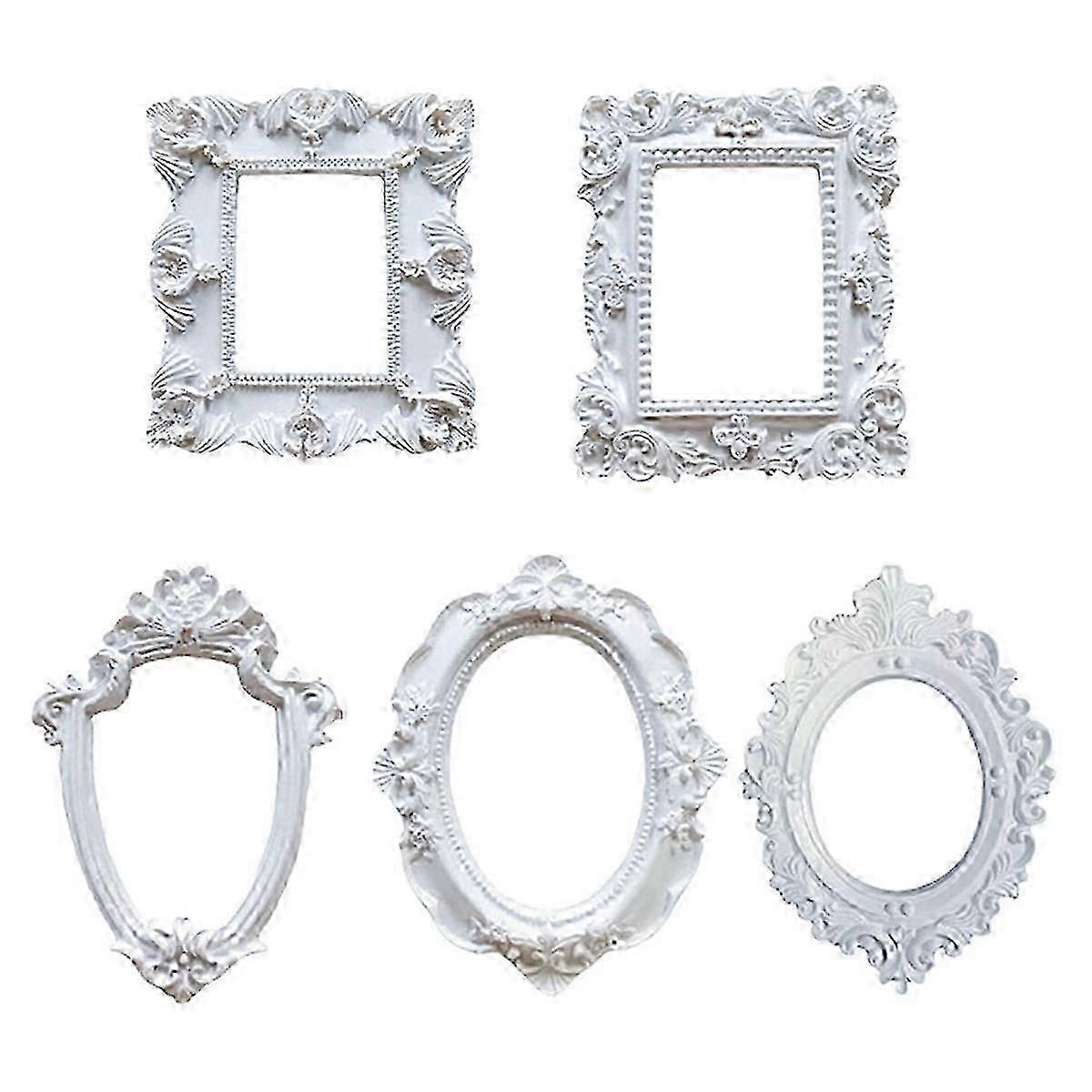 2026 Suitable Mini Frames -White Small Vintage Flower Oval Rectangle Baroque Frames