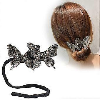 Heytea Butterfly Deft Bun Maker Crystal Hair Bun Maker Magic Hair Styling Bun Shaper Donut Hair Curler Acessórios para Cabelo para Mulheres e Meninas (set-2)