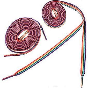 Regenboog platte schoenveters 2 paar 100cm polyester casual schoenveters met kleurverloop