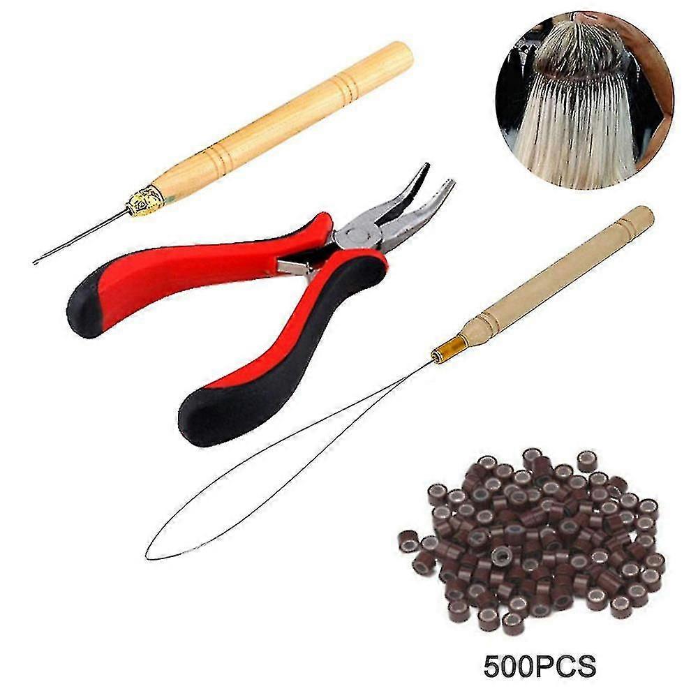 Hair Extensions Accessories - 500pcs Micro Ring Loop Needle Pliers Tool