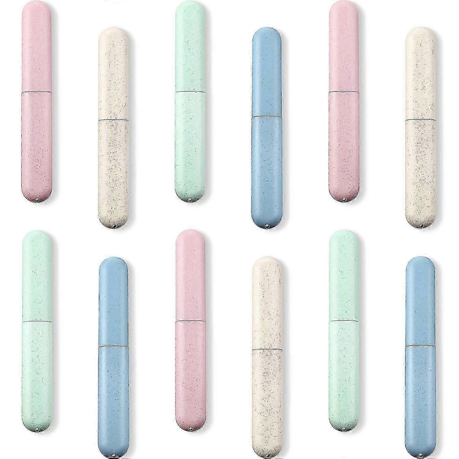 12 Pcs Plastic Toothbrush Case Holder, 4 Assorted Colors Travel Toothpaste Protector